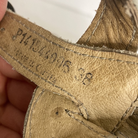 Fly London Shoes Womens 38 7.5 8 Cream Beige Leather Cork Wedge Platform Sandals - Picture 12 of 13